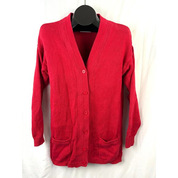 Vintage 1990s Westbound Red Long Sweater Cardigan Women’s Small - Picture 4 of 10